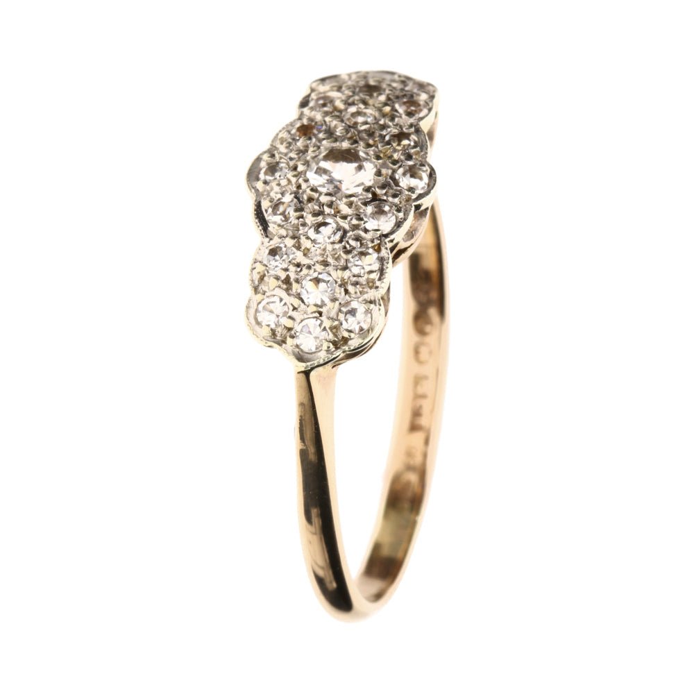 Pre - Owned 9ct Yellow Gold Vintage Diamond Cluster Ring
