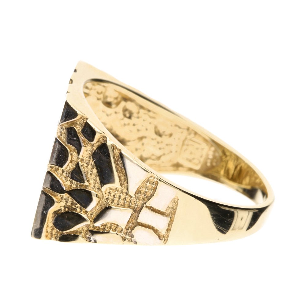 Pre - Owned 9ct Yellow & White Gold Diamond Set Square Signet Ring