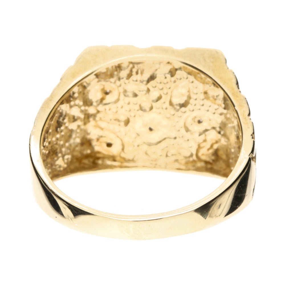 Pre - Owned 9ct Yellow & White Gold Diamond Set Square Signet Ring