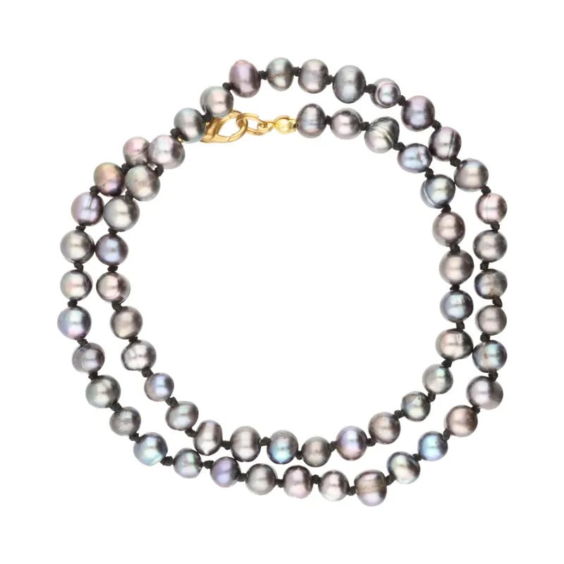 Pre - Owned Midnight Blue Pearl Necklace 21.62g 17inch2025W16-10-1