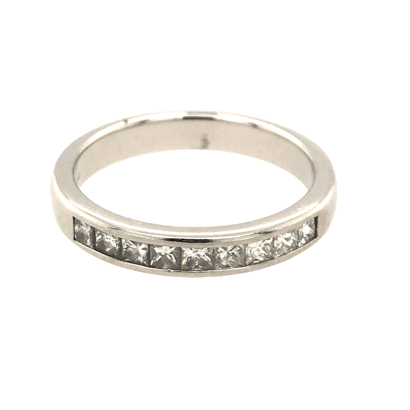 Pre - Owned Platinum Princess Cut Diamond Half Eternity Ring