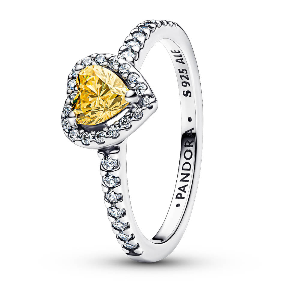 PANDORA Sparkling Elevated Heart Ring 198421C06