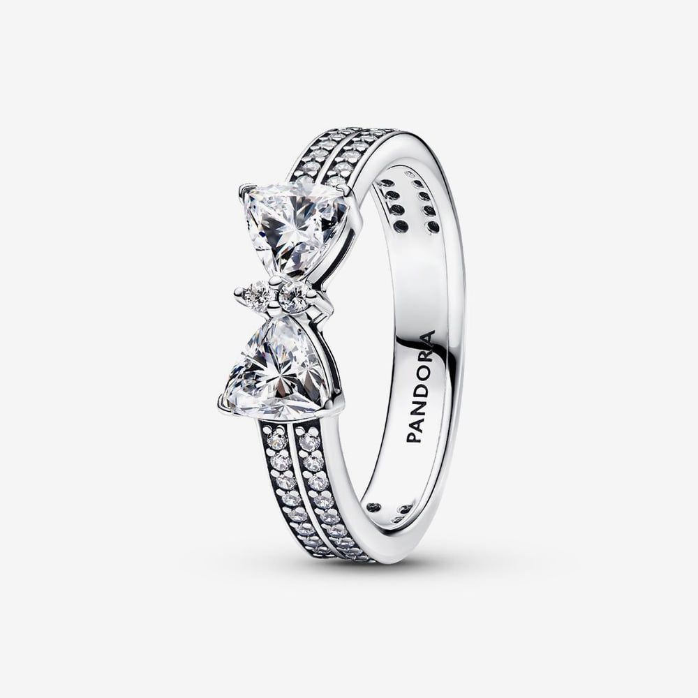 PANDORA Sparkling Bow Double-row Ring 193552C01