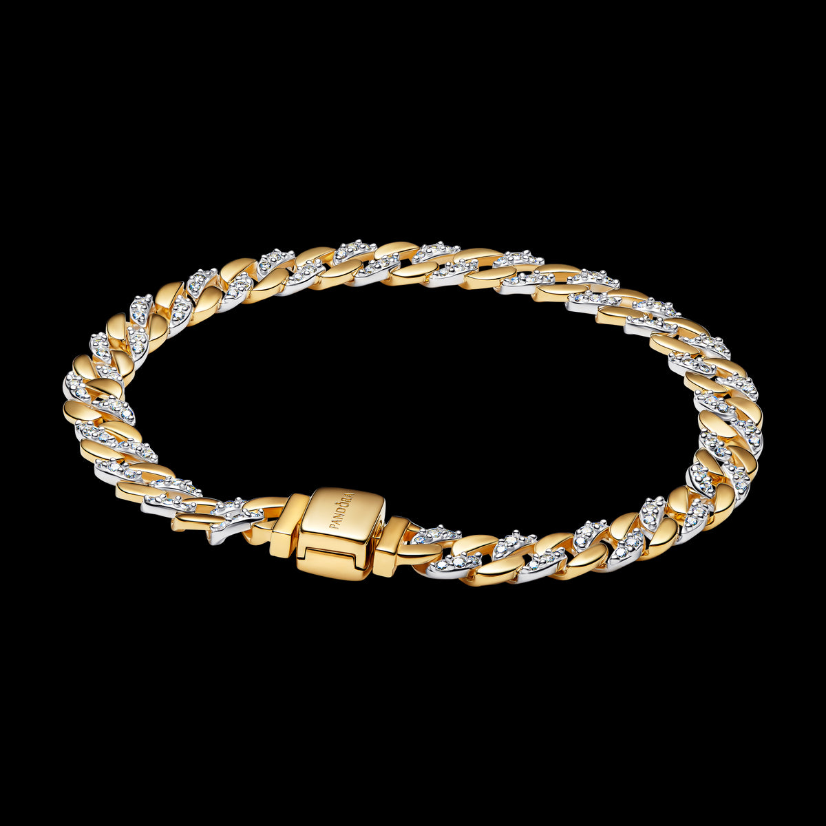 PANDORA Two-tone Pav� Cuban Chain Bracelet 564229C01