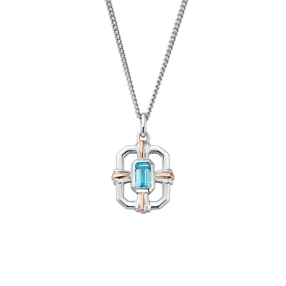 Royal Clogau Sterling Silver Gateways Pendant with Swiss Blue Topaz 3SEGW0728
