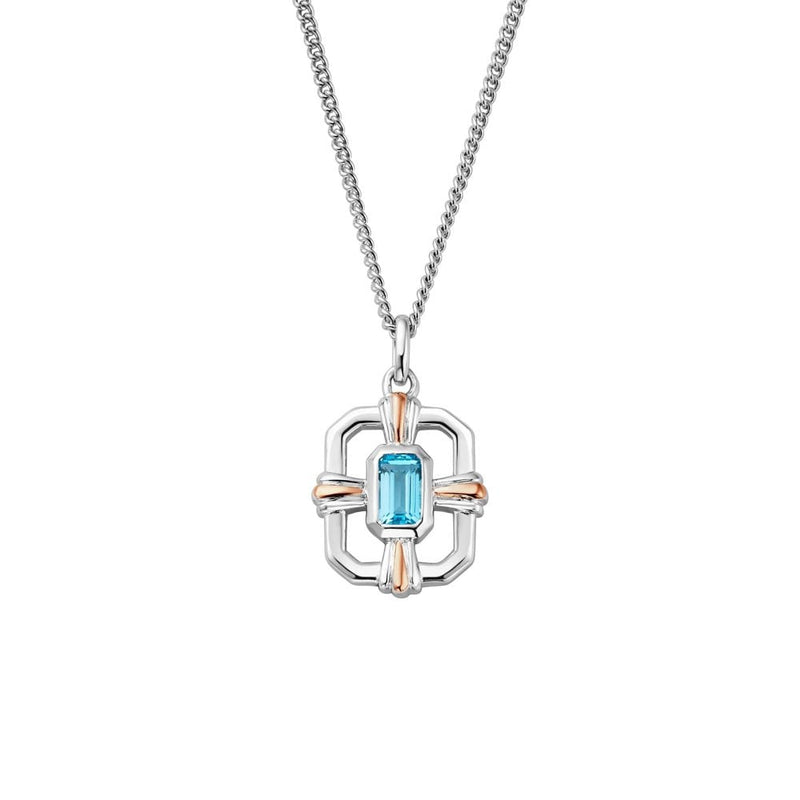 Royal Clogau Sterling Silver Gateways Pendant with Swiss Blue Topaz 3SEGW0728