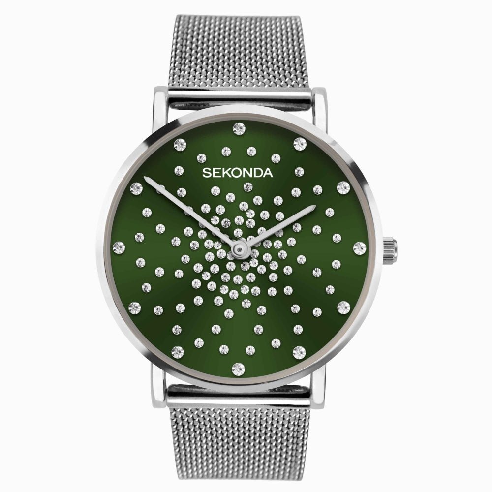 Sekonda Ladies Celeste Mesh Bracelet with Green Dial Watch 40499.2740499.27