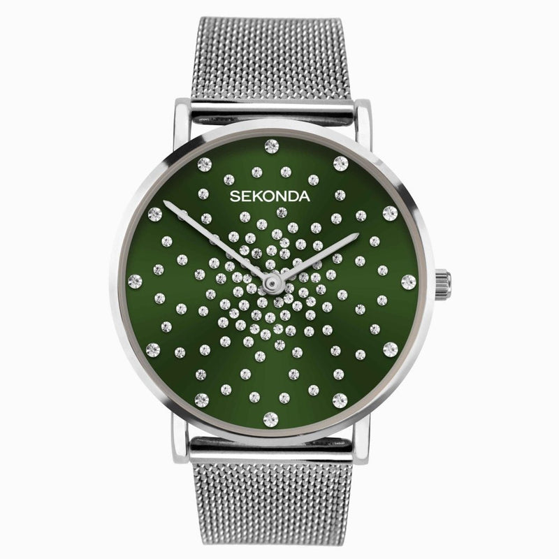 Sekonda Ladies Celeste Mesh Bracelet with Green Dial Watch 40499.2740499.27