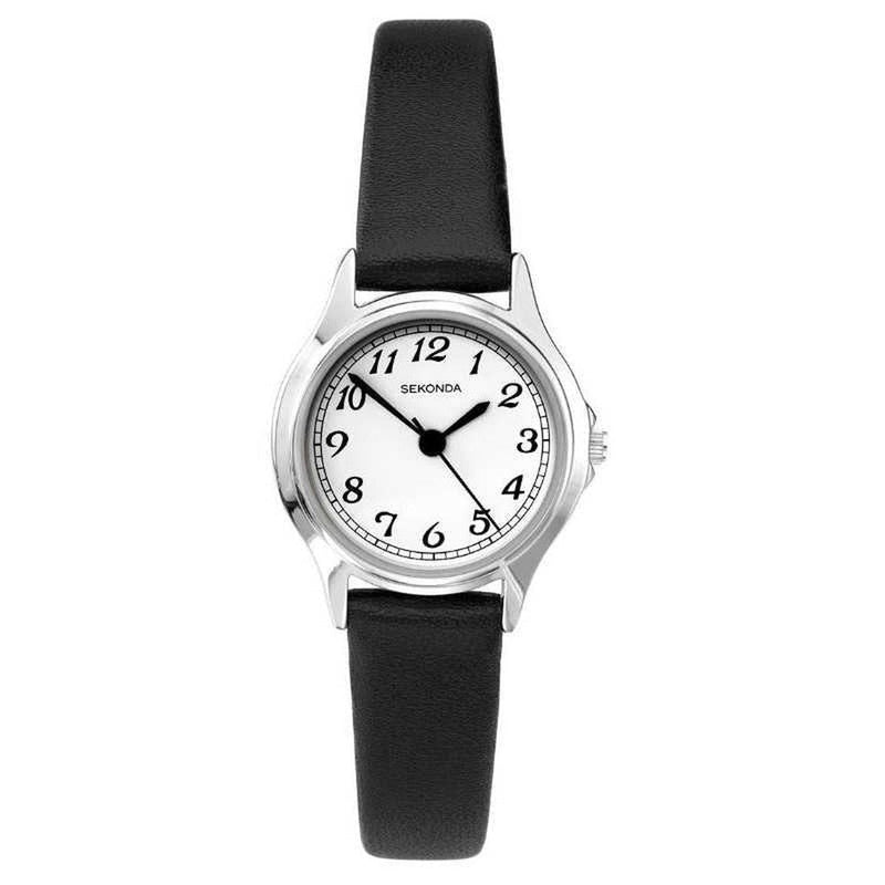 Sekonda Ladies Classic Easy Read White Dial and Black Leather Strap Watch 2692.272692.27