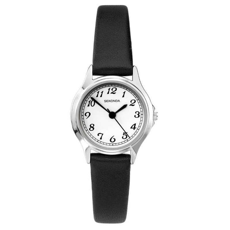Sekonda Ladies Classic Easy Read White Dial and Black Leather Strap Watch 2692.27