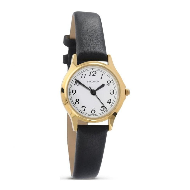 Sekonda Ladies Easy Read White Dial Black Strap Watch 4134.27