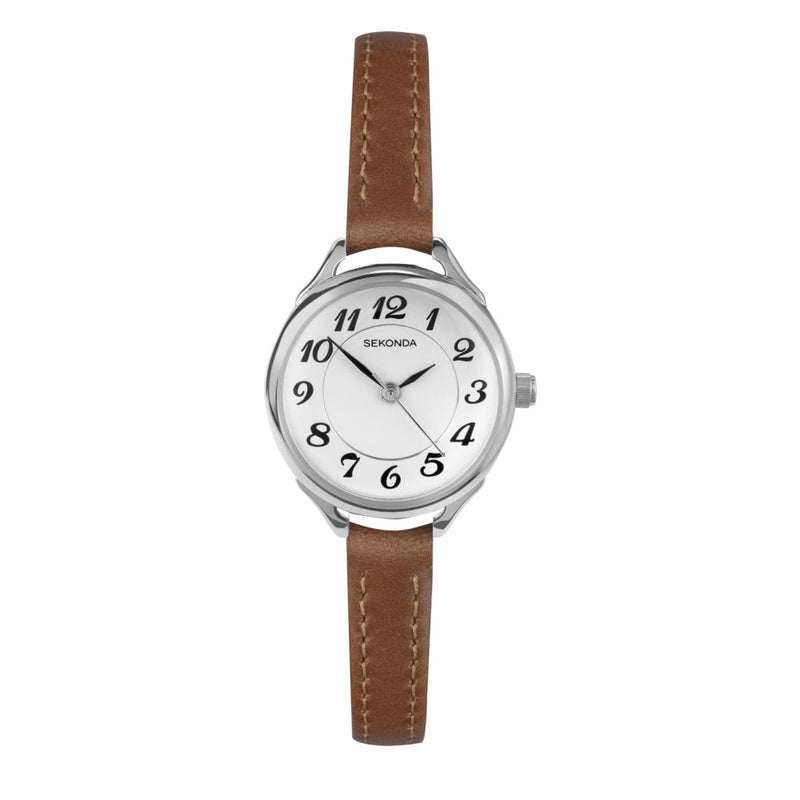 Sekonda Ladies Easy Read White Dial Leather Watch 40479.27