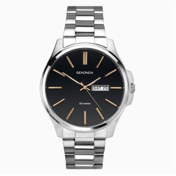 Sekonda Mens Classic Stainless Steel Watch with Black Dial 1097.27