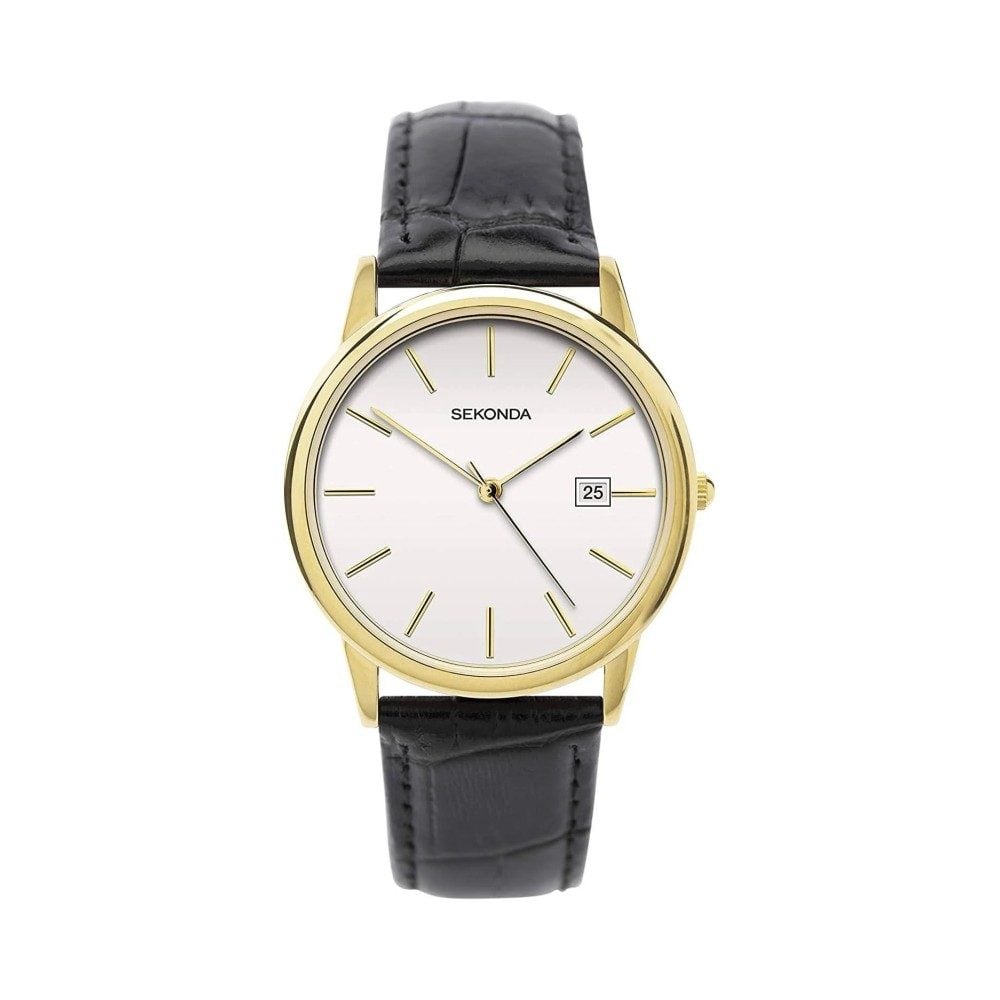 Sekonda Mens Classic White Dial with Black Leather Strap Watch 1718.27