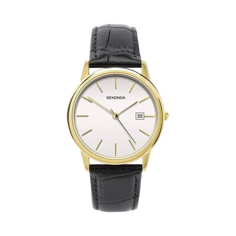 Sekonda Mens Classic White Dial with Black Leather Strap Watch 1718.27