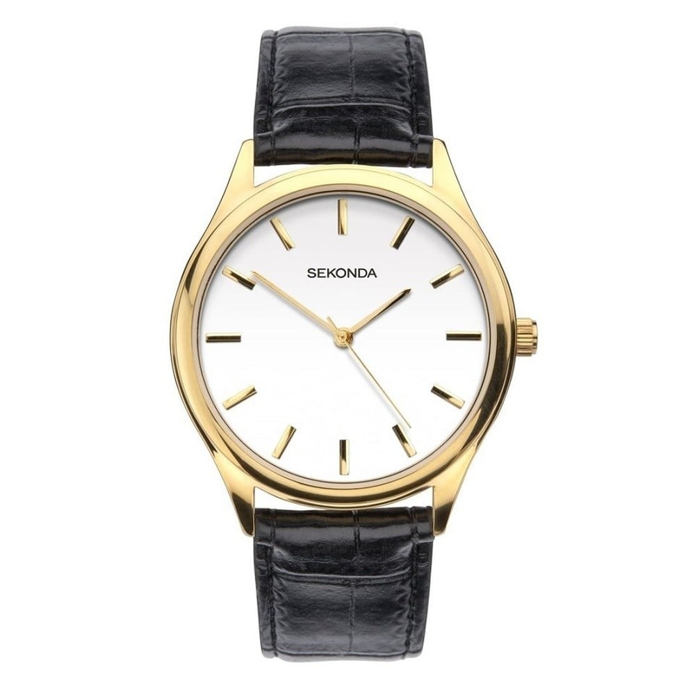 Sekonda Mens Classic White with Black Leather Strap Watch 1535.27