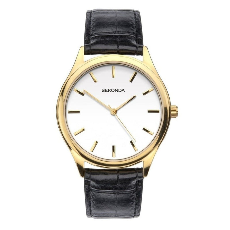 Sekonda Mens Classic White with Black Leather Strap Watch 1535.27