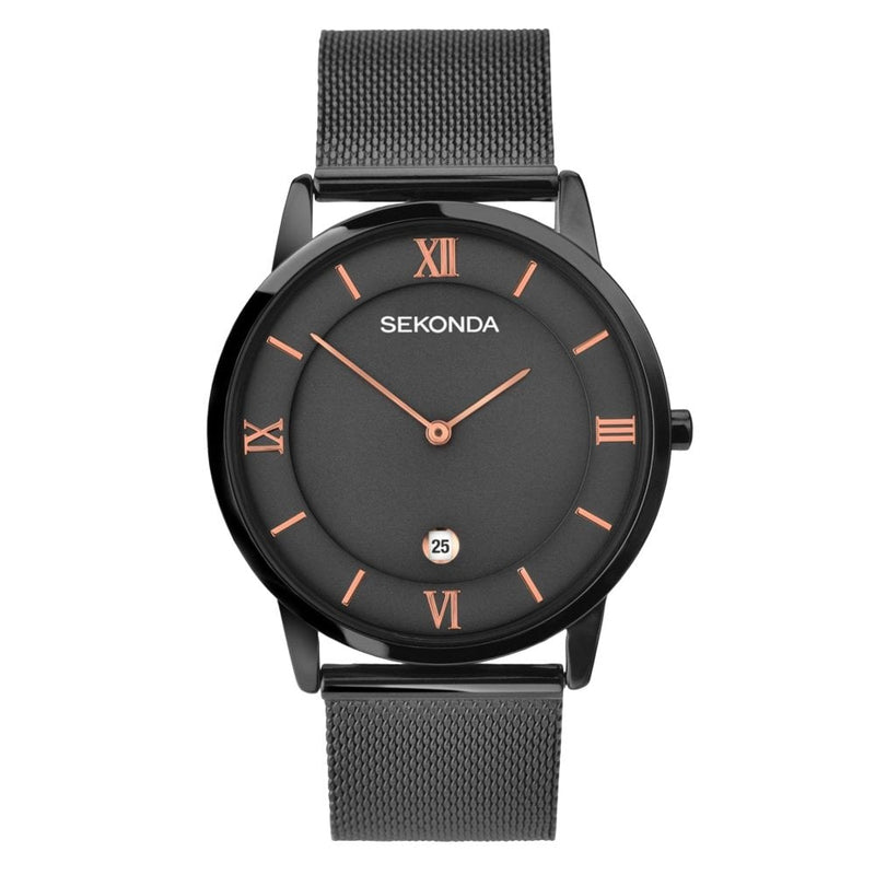 Sekonda Mens Minimal Black Mesh Bracelet Watch 1187.27