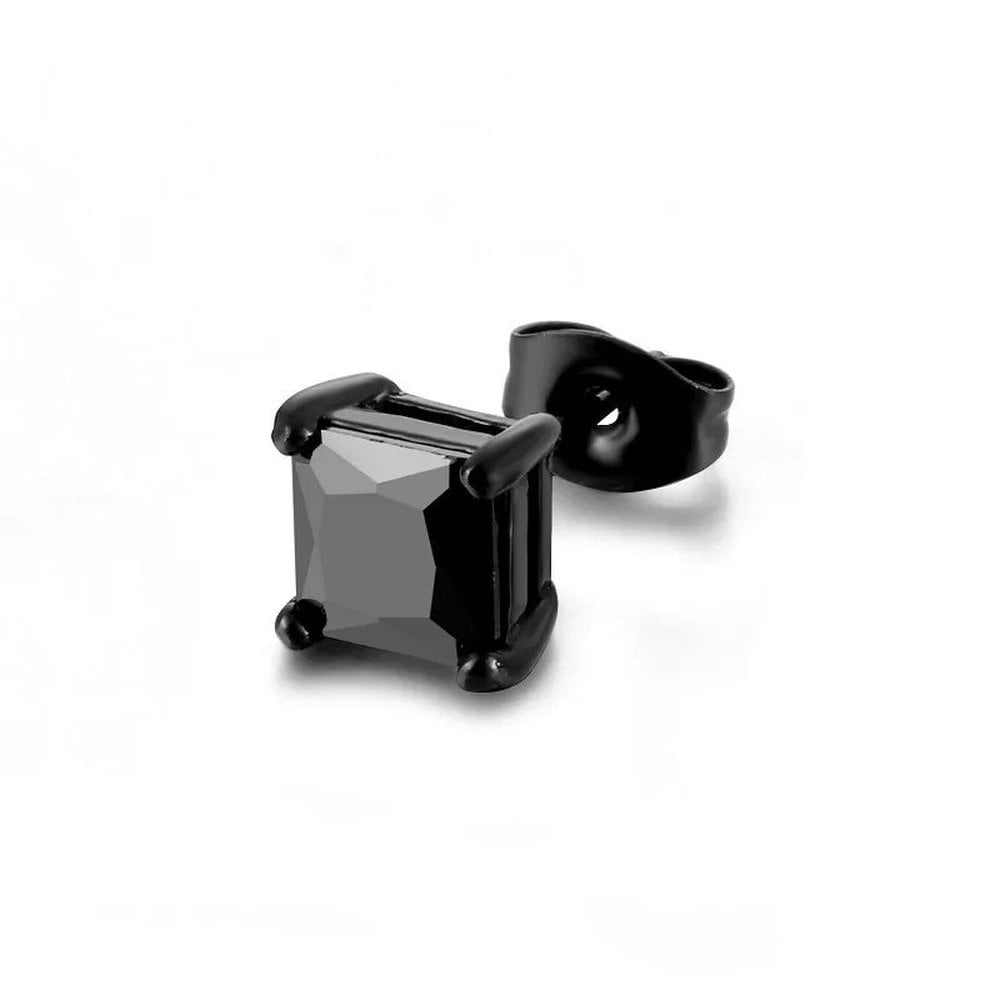Stainless Steel Black CZ Single Stud Earring