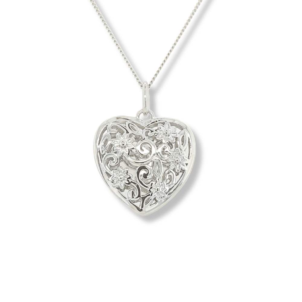 Sugar Sugar Flowered Heart Pendant with Chain
