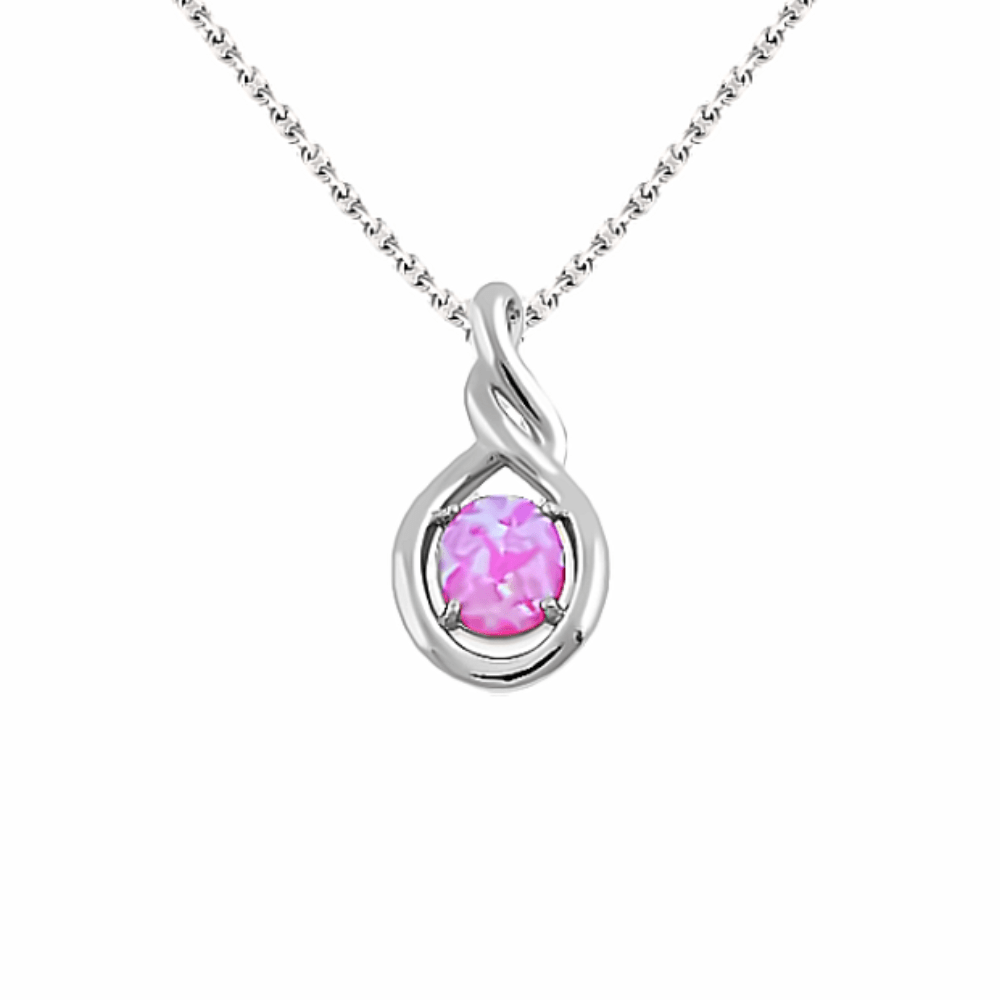 Sugar Sugar Pink Lab Opal Oval Twist Pendant with Chain