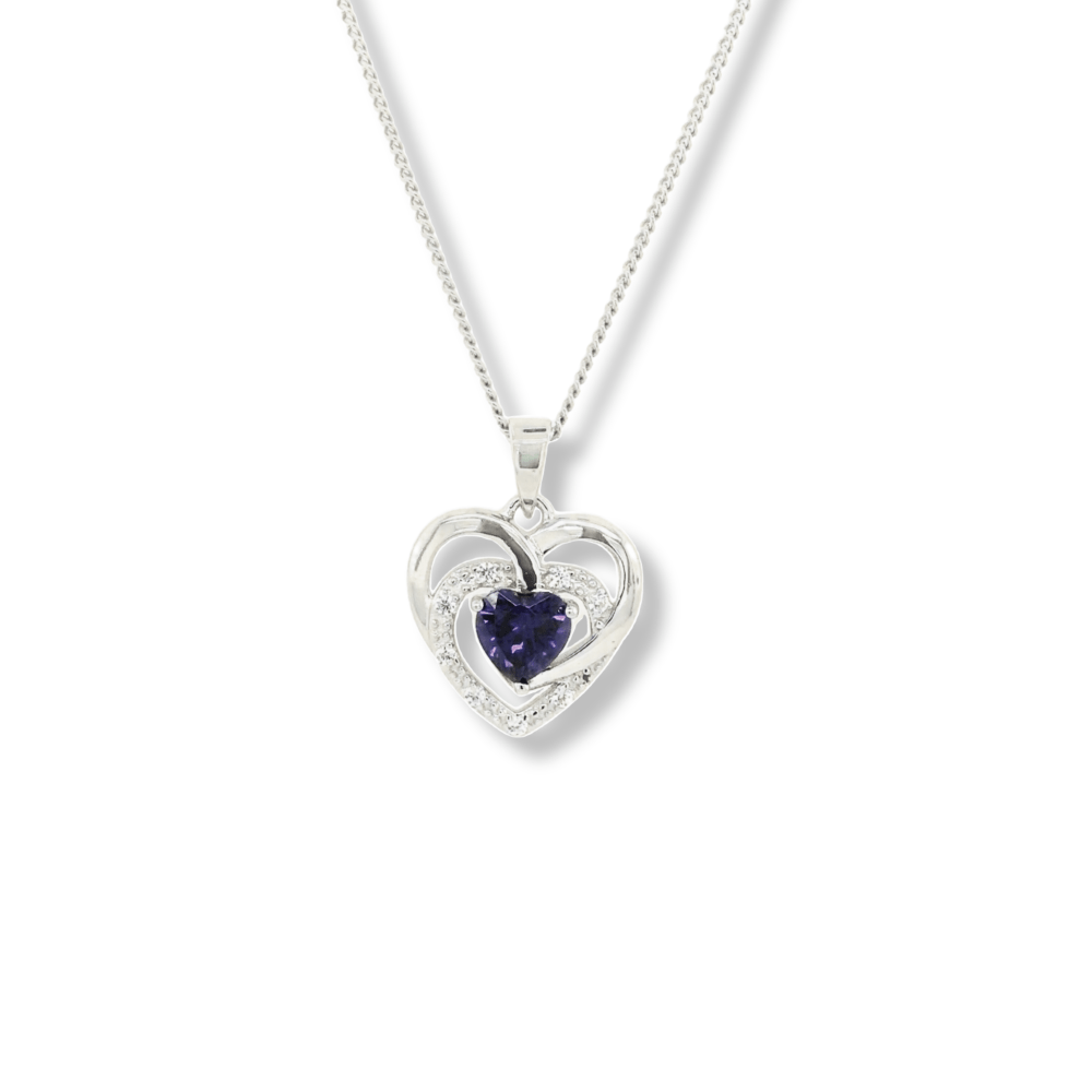 Sugar Sugar Precious Heart Amethyst CZ Pendant
