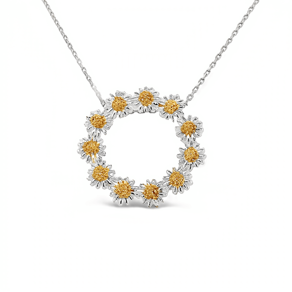 Sugar Sugar Silver & Gold Plated Iota Daisy Circle Pendant