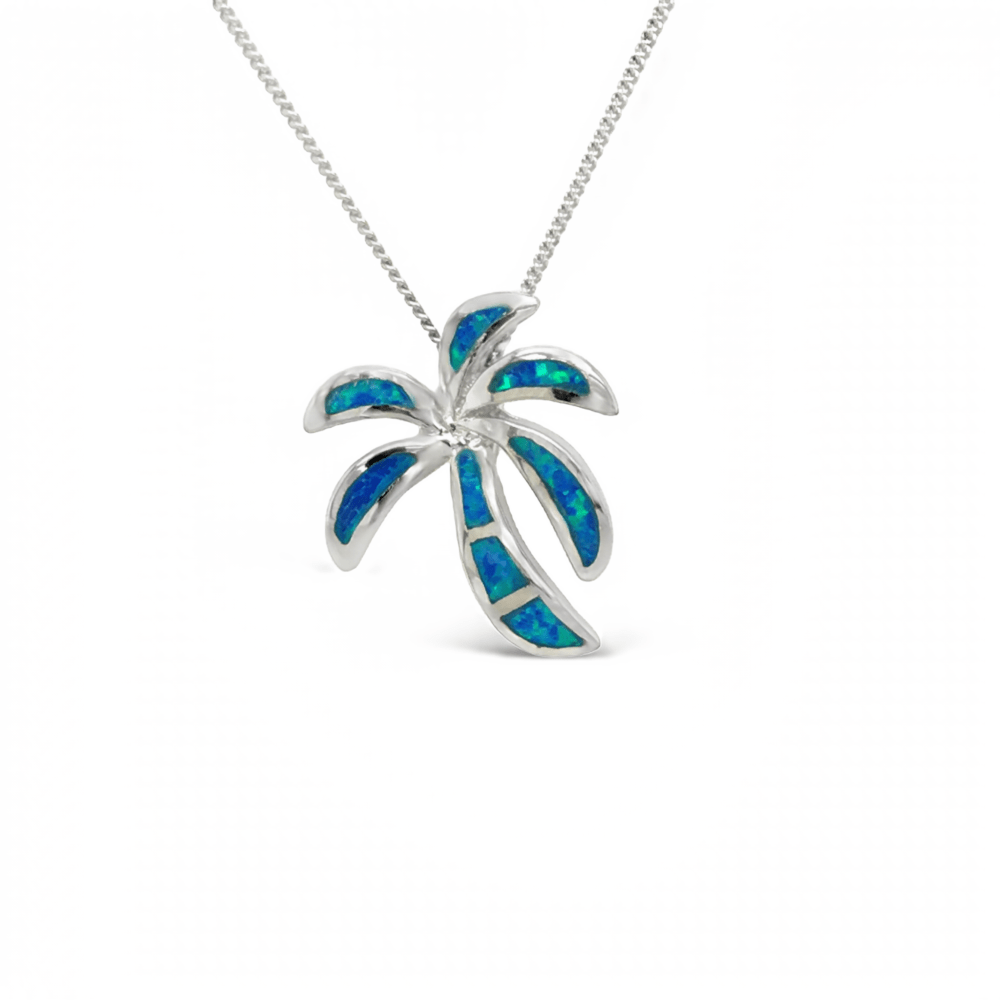 Sugar Sugar Silver Lab Opal Palm Tree Pendant