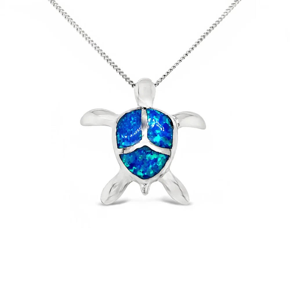 Sugar Sugar Silver Lab Opal Turtle Pendant