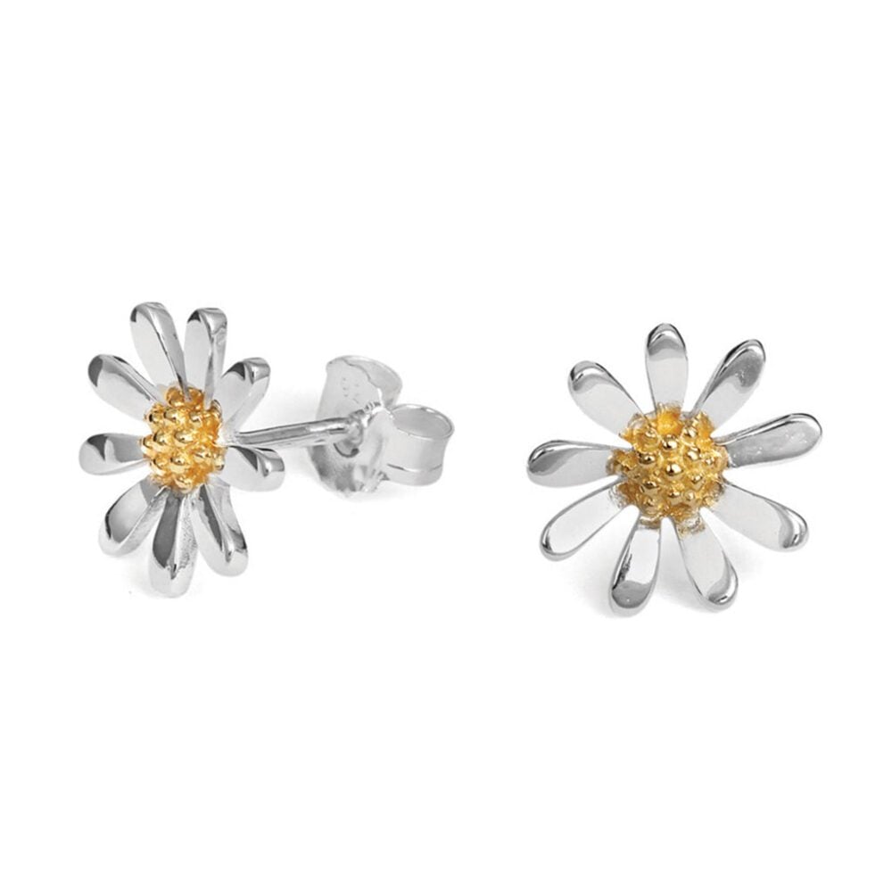 Sugar Sugar Sterling Silver & Gold Plated 12mm Daisy Stud Earrings