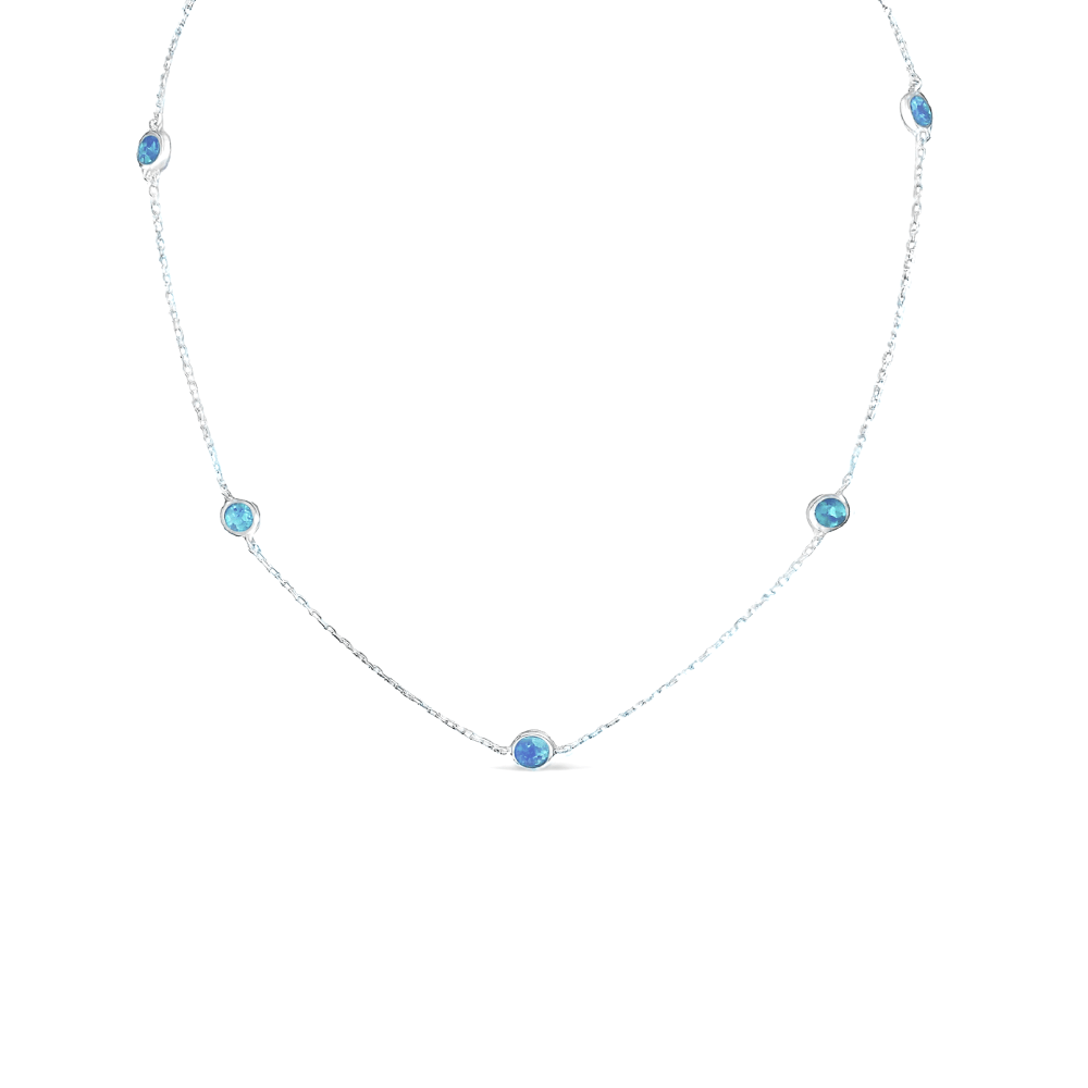 Sugar Sugar Sterling Silver Blue Lab Opal Necklace