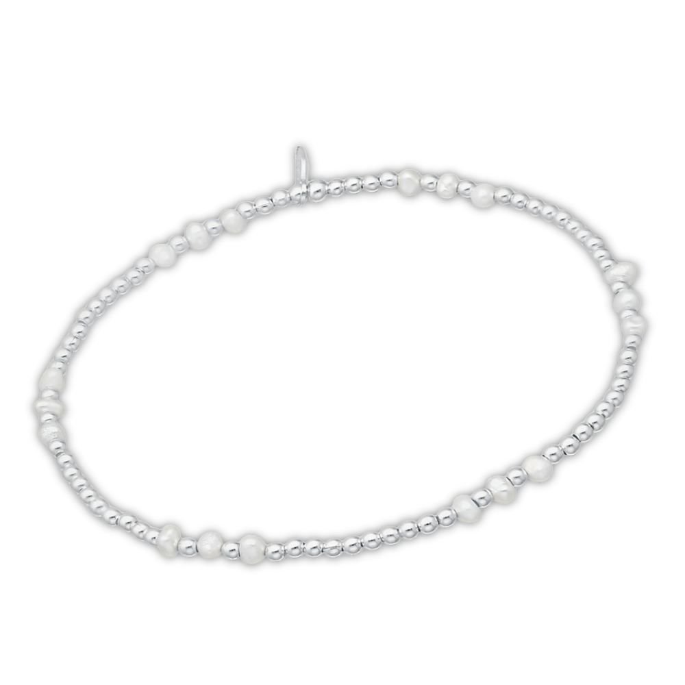 Sugar Sugar Sterling Silver Elastic Beaded and Pearls Bracelet