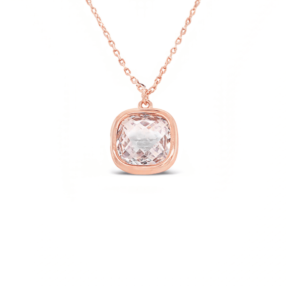 Sugar Sugar Sterling Silver Rose Gold Plated Cushion Cut CZ Pendant