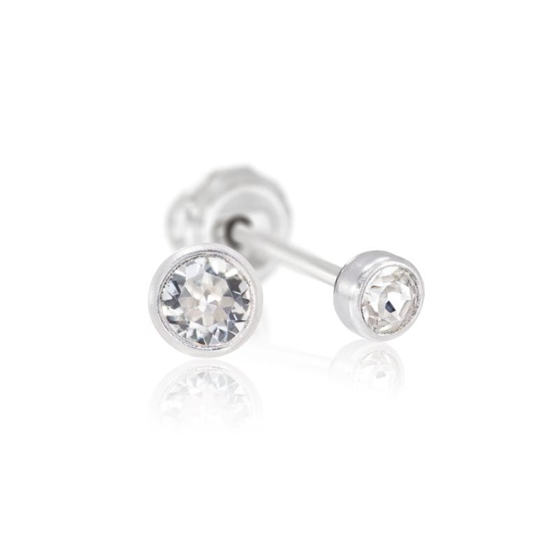 Titanium 4mm CZ Bezel Set Stud Earrings37829
