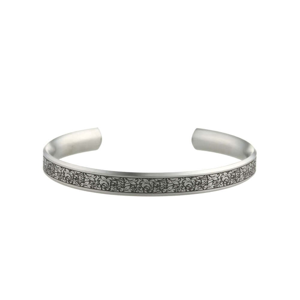 Titanium 8mm Wide Floral Pattern BangleT.T141