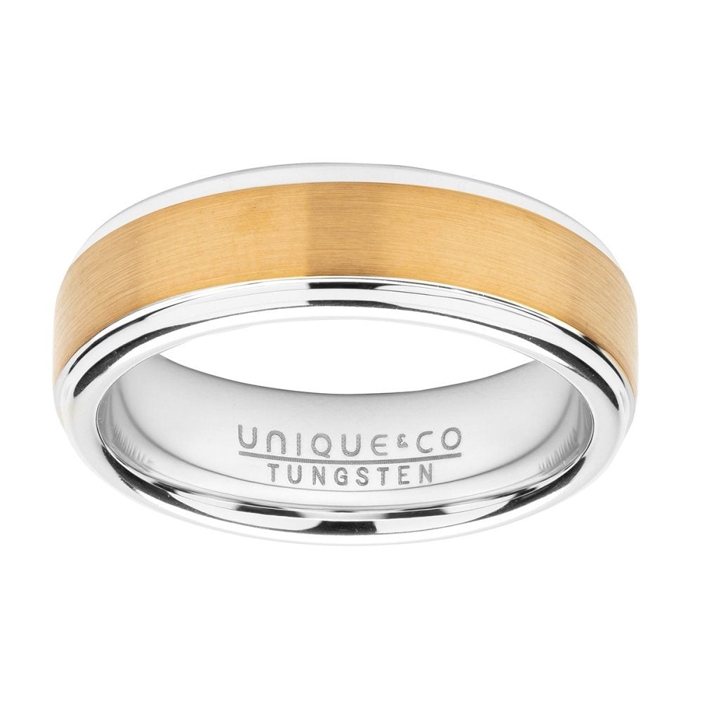 Tungsten Carbide with Yellow Plating 7mm Ring