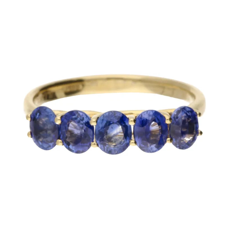 Pre-Owned 18ct Yellow Gold 5 Stone Ceylon Sapphire Ring