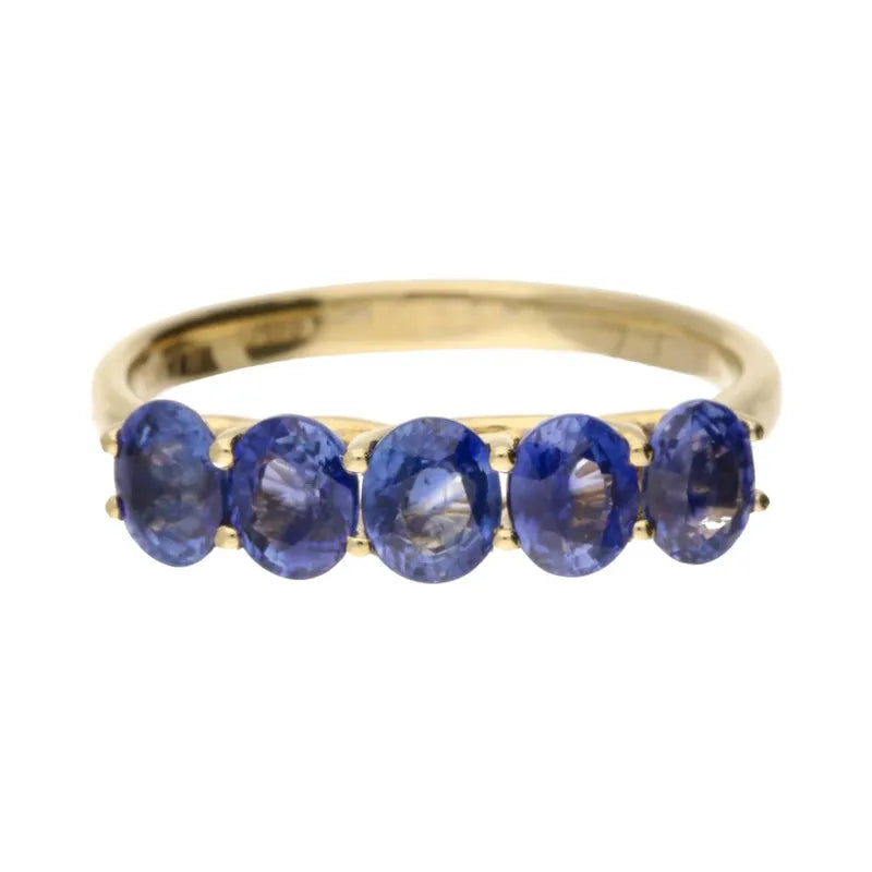 Pre-Owned 18ct Yellow Gold 5 Stone Ceylon Sapphire Ring