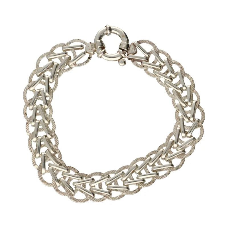 Pre-Owned Sterling Silver Fancy Circle Link Bracelet 19cm