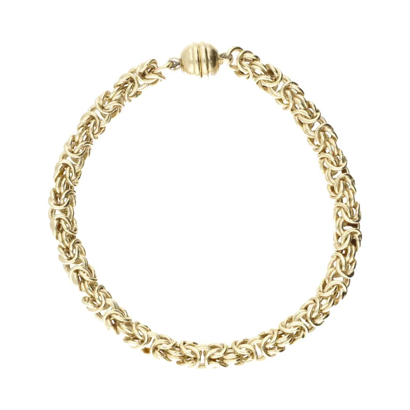 Pre-Owned Sterling Silver Gold Plated Byzantine Bracelet with Magnetic Clasp 19.5cm