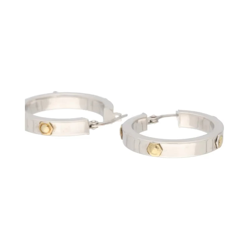 Pre-Owned 9ct White & Yellow Gold Hoop Earrings