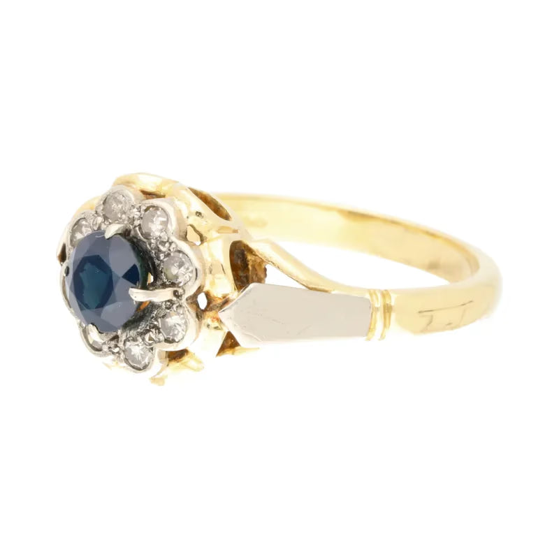 Pre-Owned 18ct Yellow Gold Sapphire & Diamond Floral  Ring