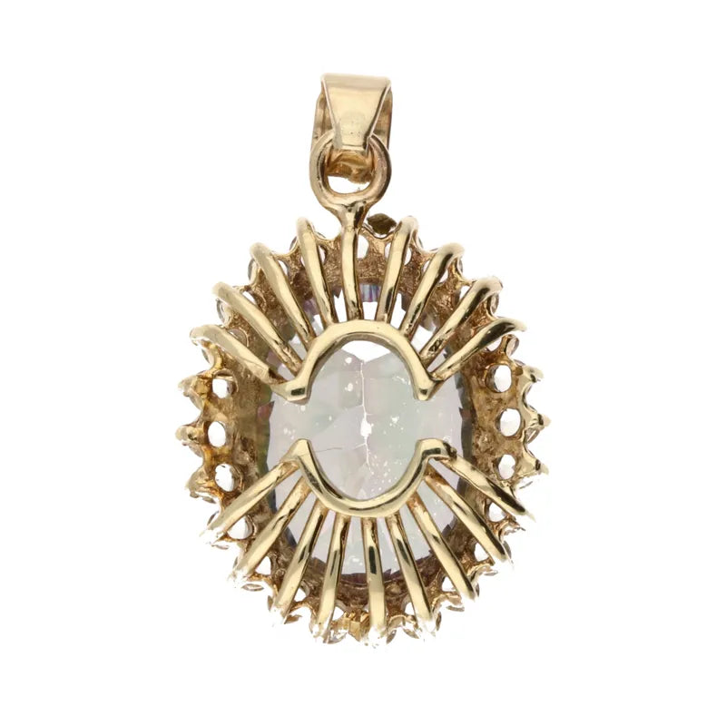 Pre-Owned 9ct Yellow Gold Rainbow Quartz & White Topaz Cluster Pendant