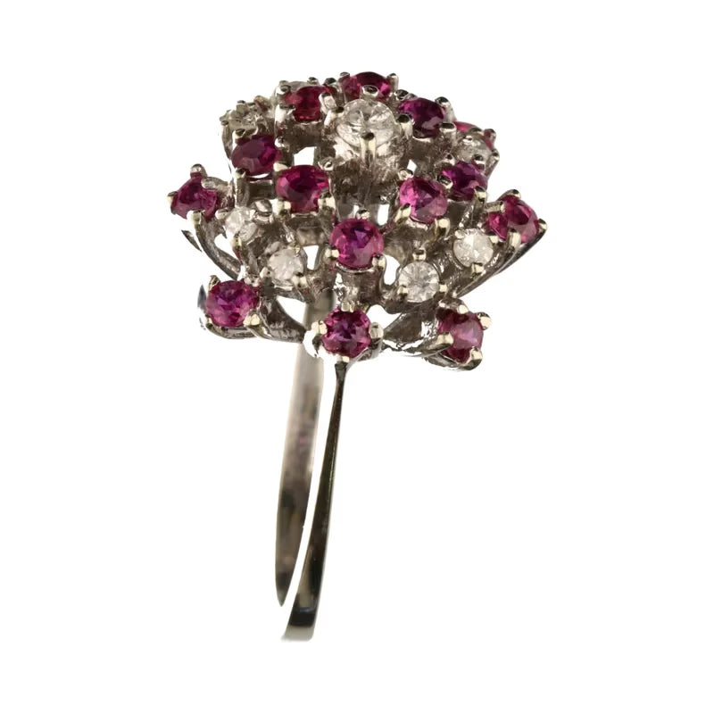 Pre-Owned 18ct White Gold Ruby & Diamond Openset Cluster