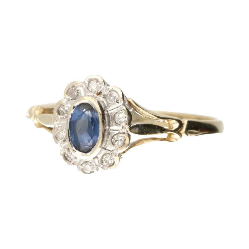 Pre-Owned 9ct Sapphire & Diamond Set Ring