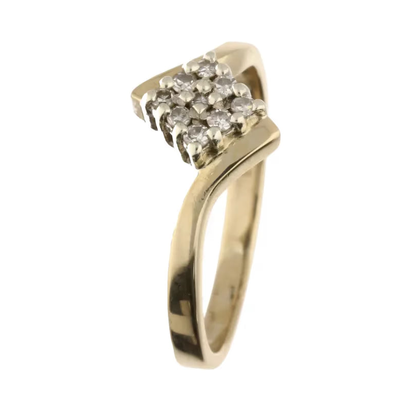 Pre-Owned 9ct Yellow Gold 9 Stone Tension Set Diamond Cluster Ring