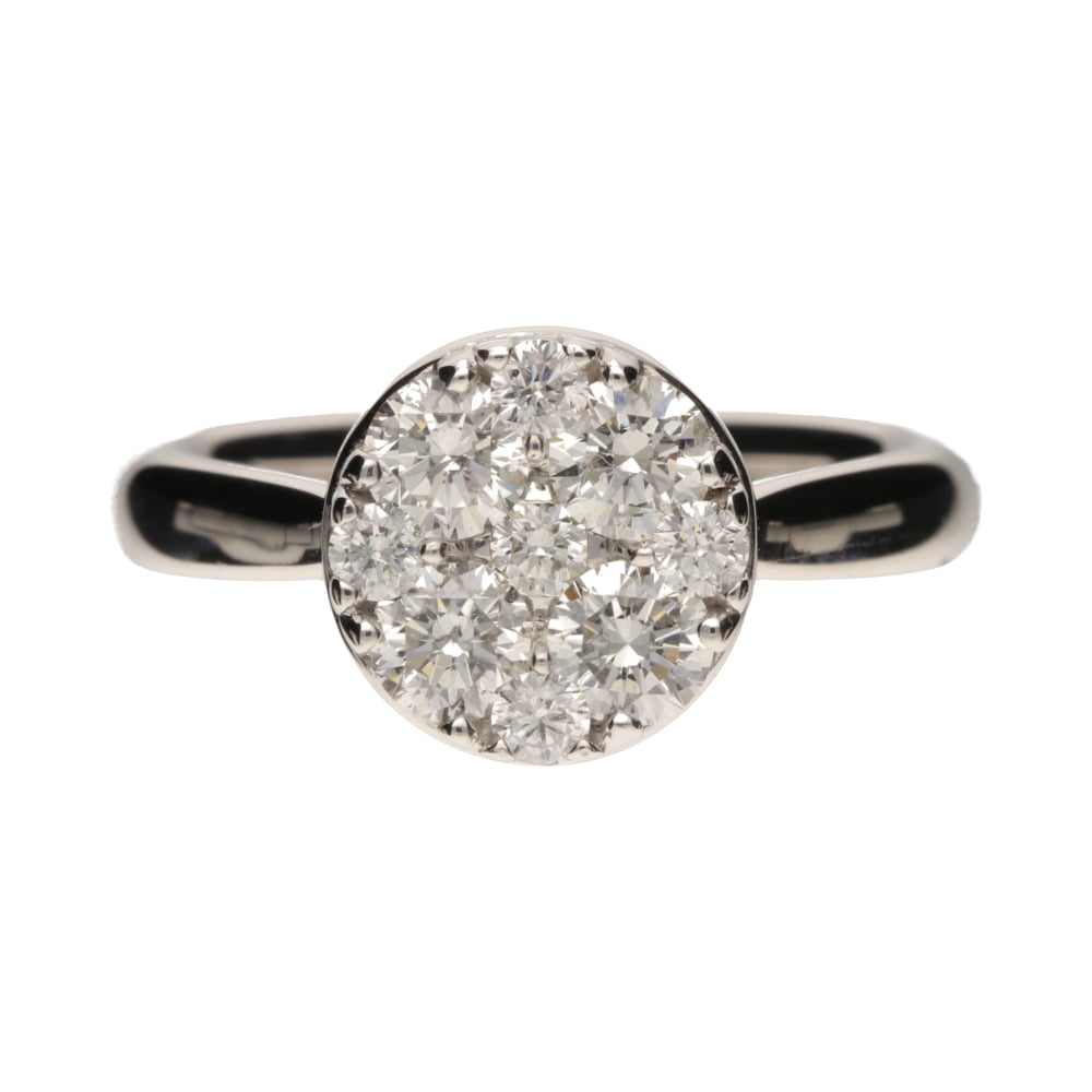 18ct White Gold &amp; Palladium Diamond Cluster Ring image 0
