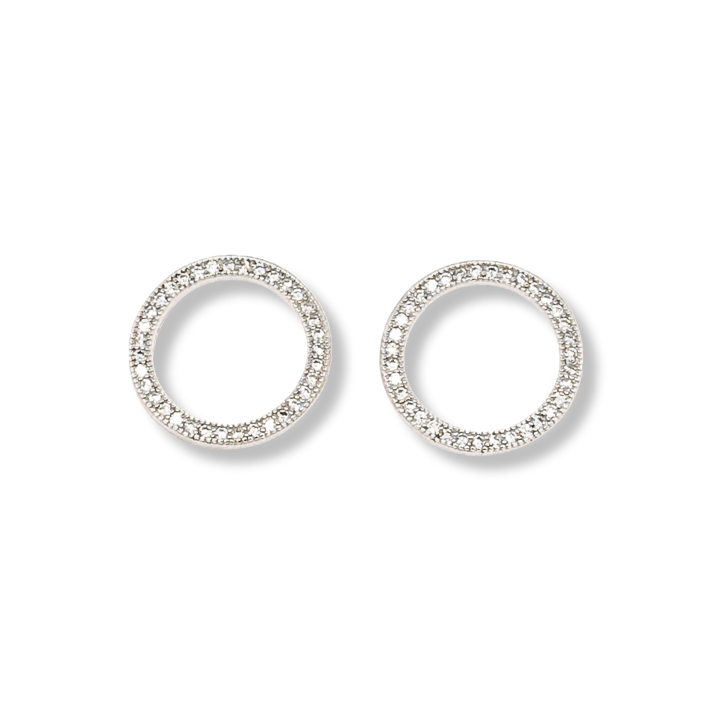 Sugar Sugar Openwork Circle Stud Earrings with White Zirconia image 0