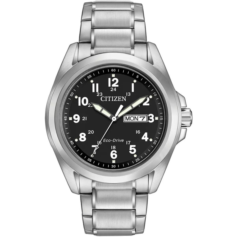 Citizen Men's Eco-Drive Black Dial Stainless Steel Watch AW0050-82E image 0