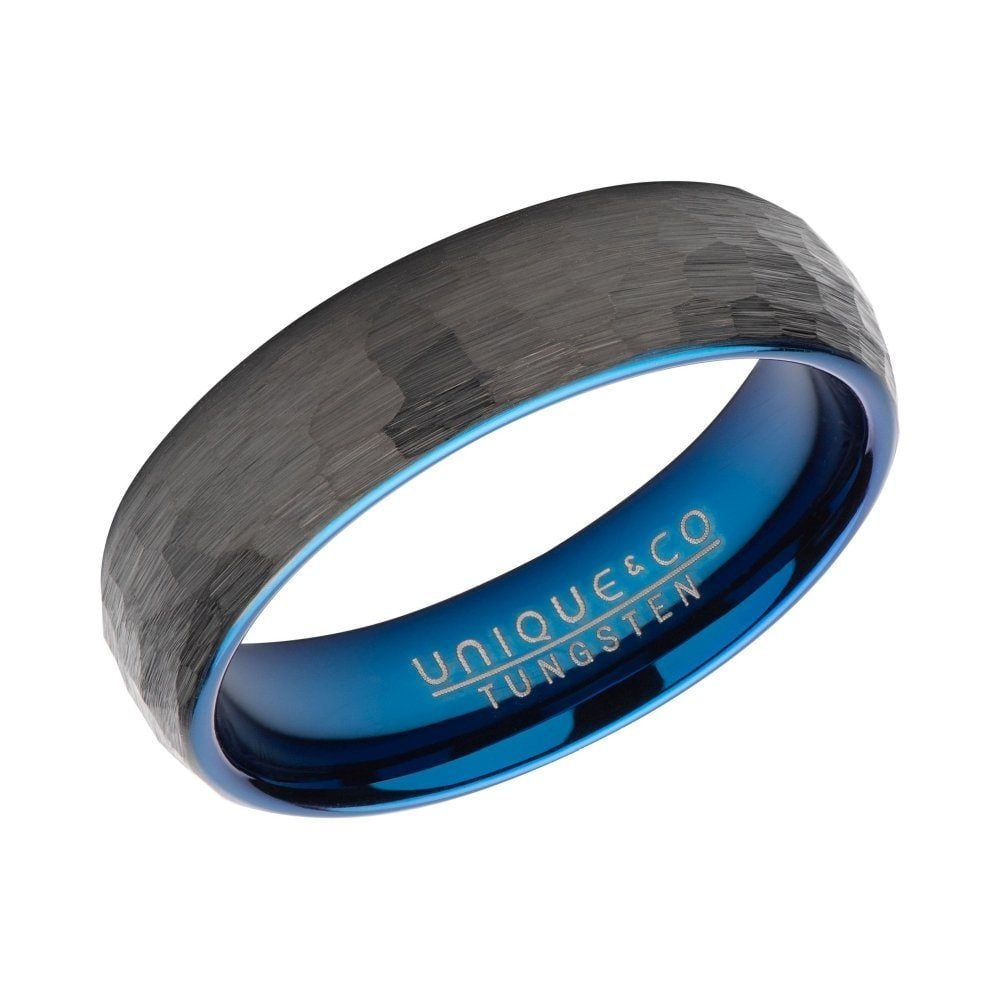 Tungsten Carbide Hammered with Black Plating 6mm Ring image 0